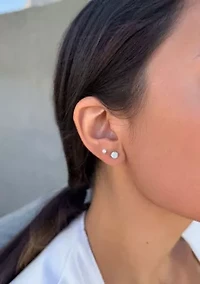 14k Gold Vermeil .925 Sterling Silver Solitaire Stud Earrings Set