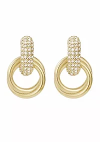 Tarnish Resistant 14k Gold Plated Crystal Doorknocker Earrings