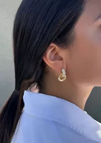 Tarnish Resistant 14k Gold Plated Crystal Doorknocker Earrings