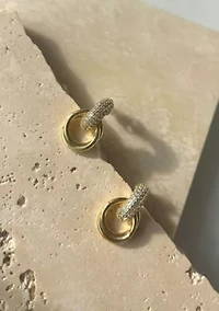 Tarnish Resistant 14k Gold Plated Crystal Doorknocker Earrings