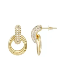 Tarnish Resistant 14k Gold Plated Crystal Doorknocker Earrings