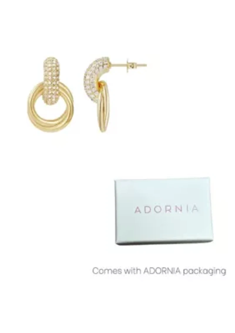 Tarnish Resistant 14k Gold Plated Crystal Doorknocker Earrings