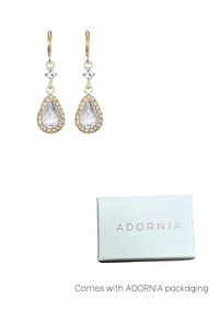Gold Plated Pear Crystal Halo Drop Earrings
