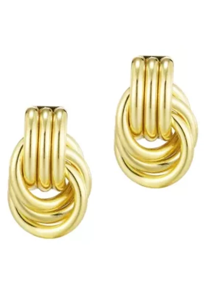 Gold Plated Doorknocker Stud Earrings