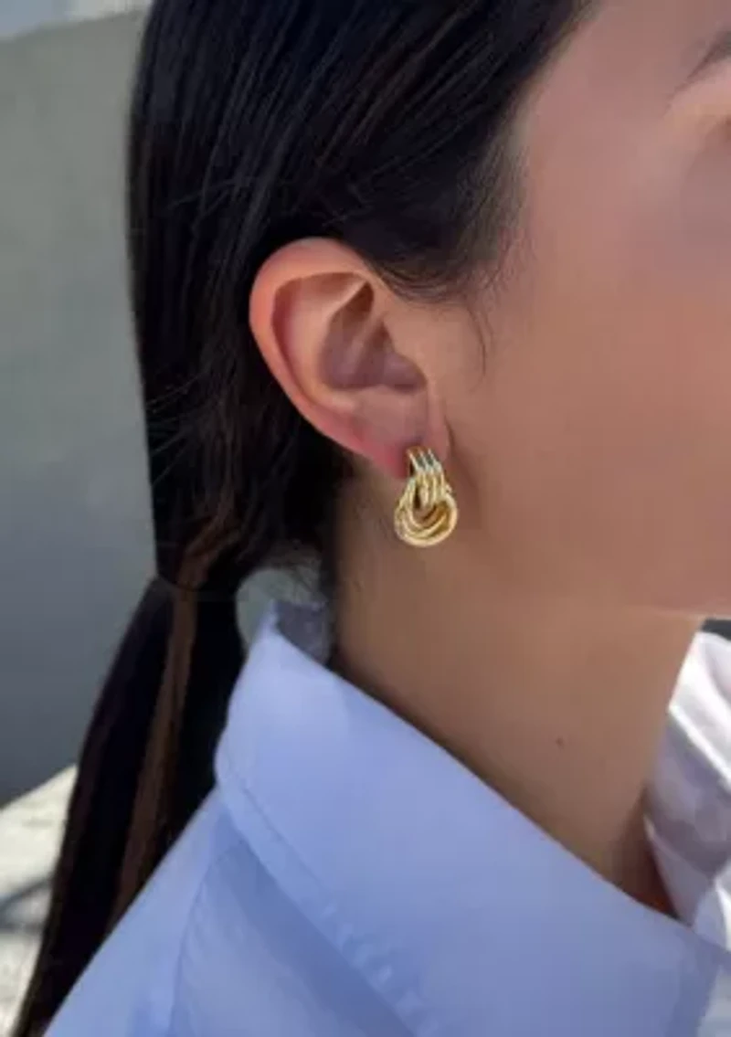 Gold Plated Doorknocker Stud Earrings