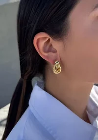 Gold Plated Doorknocker Stud Earrings