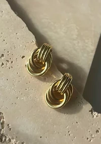 Gold Plated Doorknocker Stud Earrings