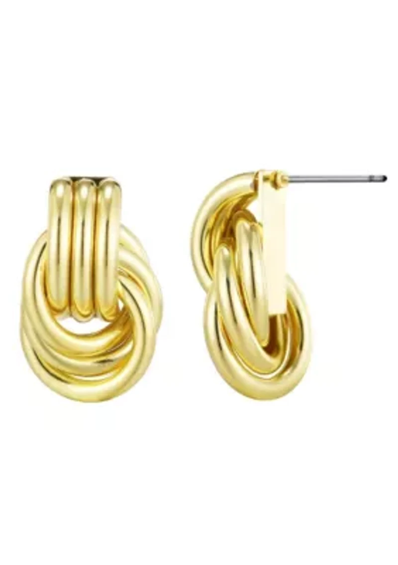 Gold Plated Doorknocker Stud Earrings