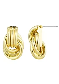 Gold Plated Doorknocker Stud Earrings