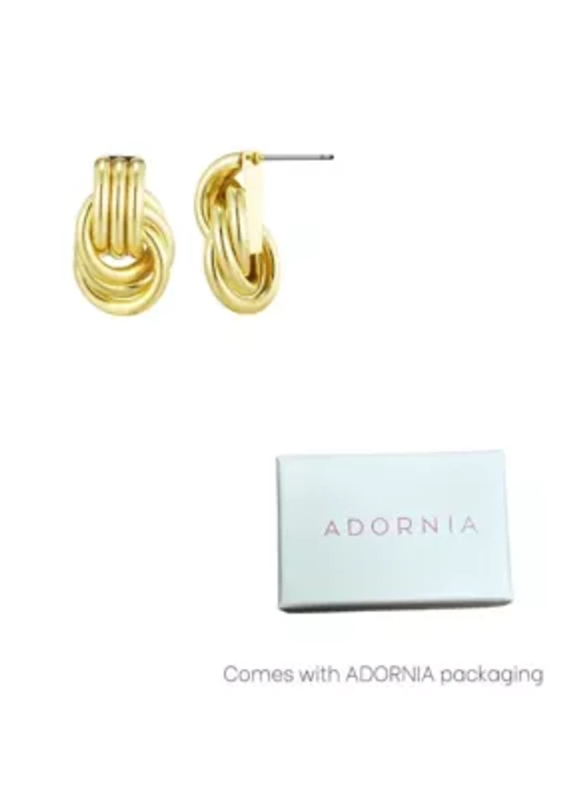 Gold Plated Doorknocker Stud Earrings