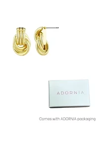 Gold Plated Doorknocker Stud Earrings