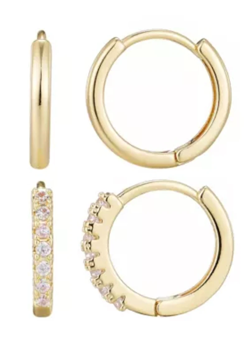 14k Gold Plated CZ Earring Set