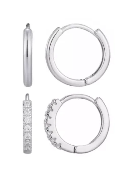 Silver Plated CZ Earring Set