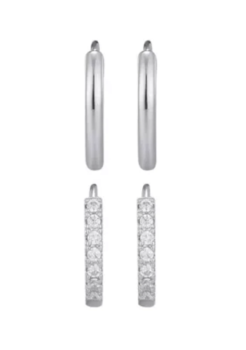 Silver Plated CZ Earring Set