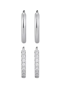 Silver Plated CZ Earring Set