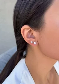 Silver Plated 3-Solitaire CZ Stud Earring Set