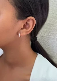 14k Rose Gold Plated Black Clover CZ Huggie Set