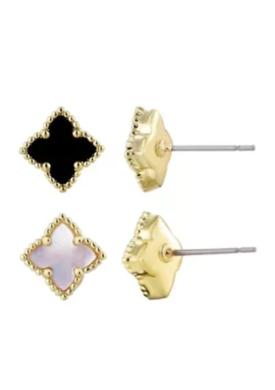 14k Gold Plated Clover Stud Set