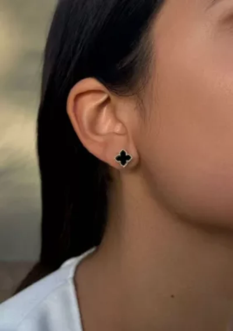 14k Gold Plated Clover Stud Set