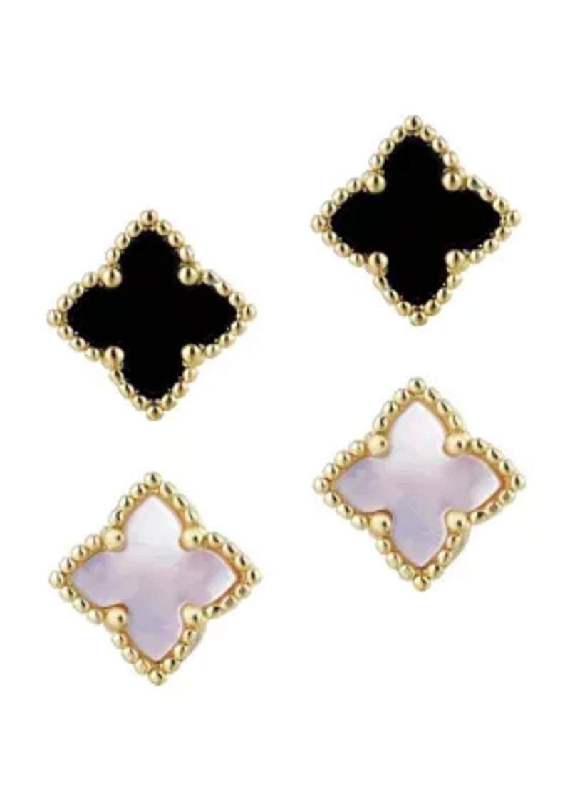 14k Gold Plated Clover Stud Set