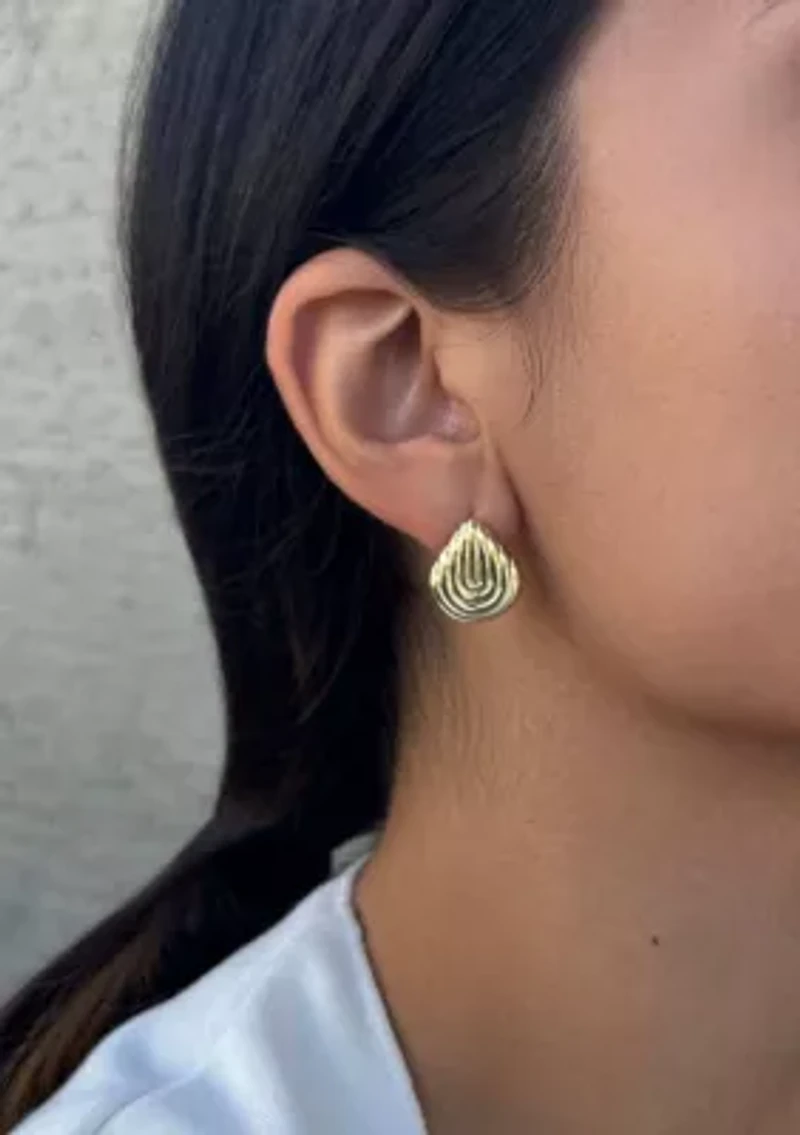 14k Gold Plated Deco Stud Earrings