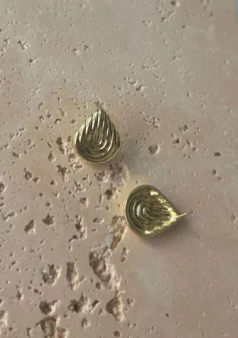 14k Gold Plated Deco Stud Earrings