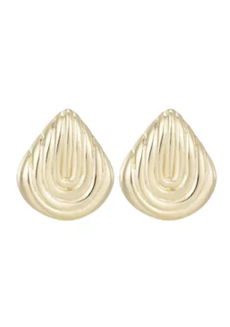 14k Gold Plated Deco Stud Earrings