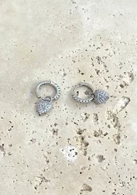 Silver Plated CZ Heart Huggie Earrings