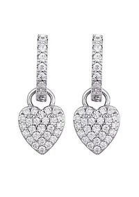 Silver Plated CZ Heart Huggie Earrings