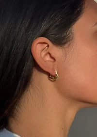 14k Gold Plated Heart CZ Hoop Earrings