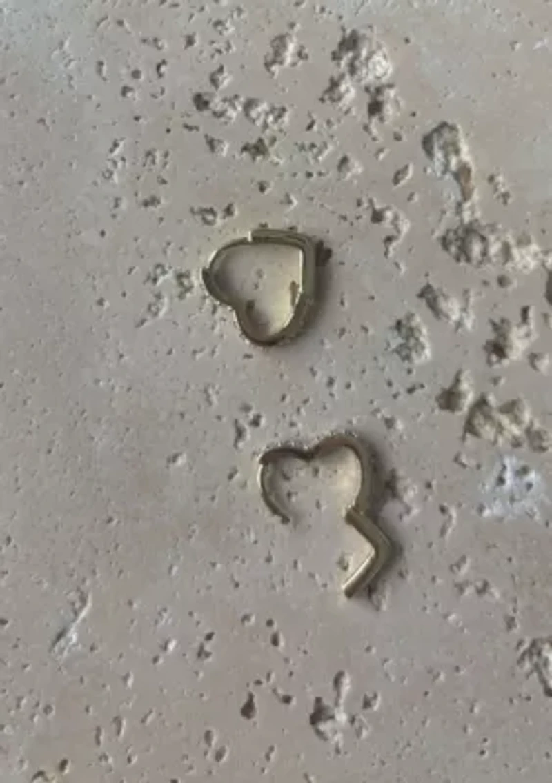 14k Gold Plated Heart CZ Hoop Earrings