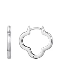 Silver Plated Clover Hoop Earrings