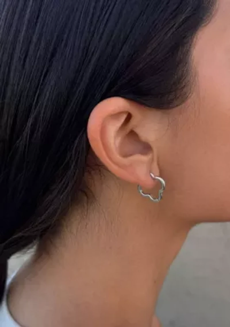 Silver Plated Clover Hoop Earrings