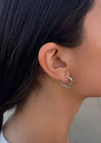 Silver Plated Clover Hoop Earrings