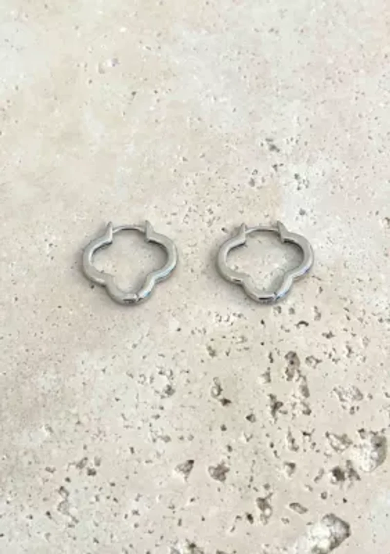 Silver Plated Clover Hoop Earrings