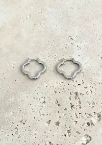 Silver Plated Clover Hoop Earrings