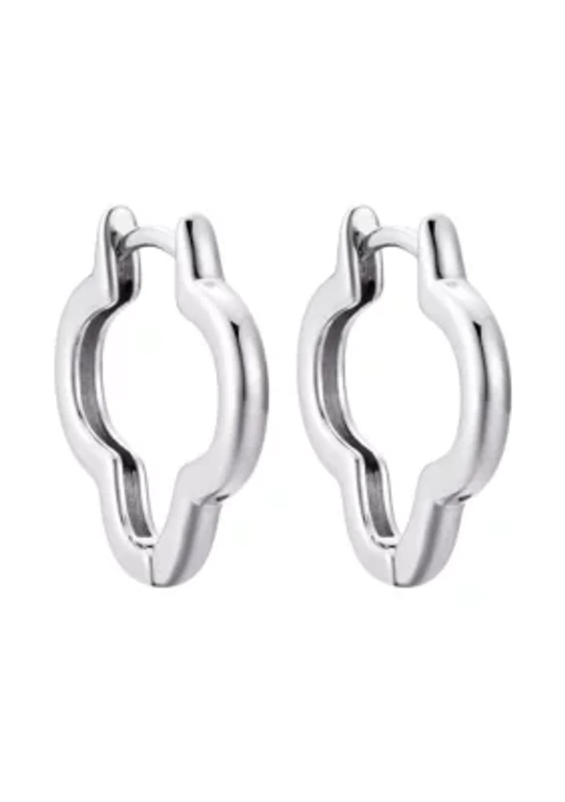 Silver Plated Clover Hoop Earrings