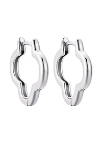 Silver Plated Clover Hoop Earrings