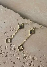 14k Gold Plated Clover Drop Earrings