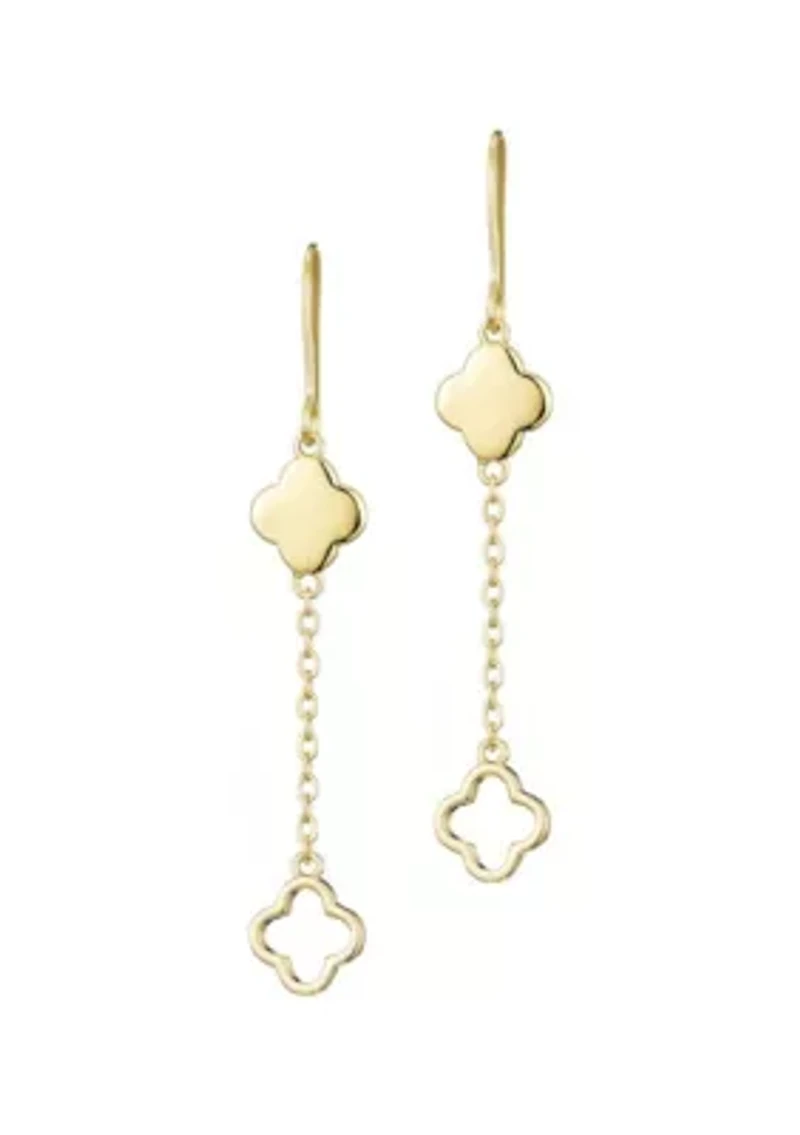 14k Gold Plated Clover Drop Earrings