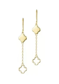 14k Gold Plated Clover Drop Earrings