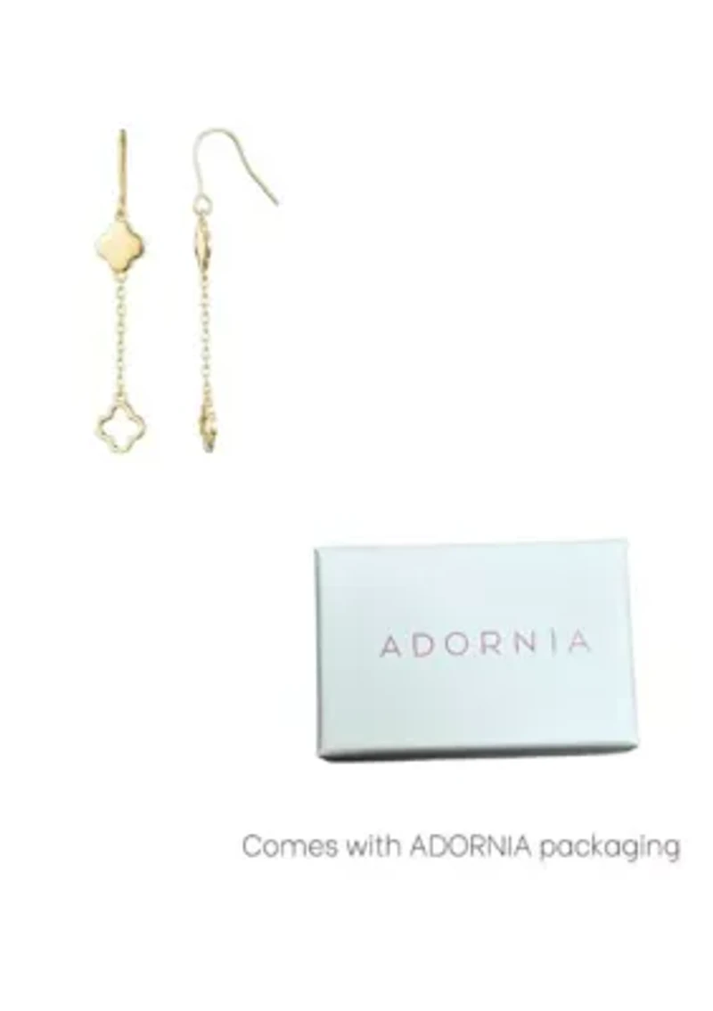 14k Gold Plated Clover Drop Earrings