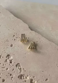 14k Gold Plated CZ Ear Wrap Huggie Earrings