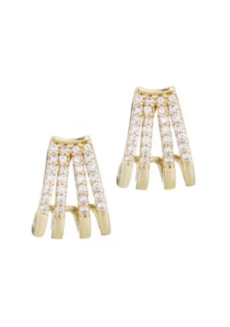 14k Gold Plated CZ Ear Wrap Huggie Earrings