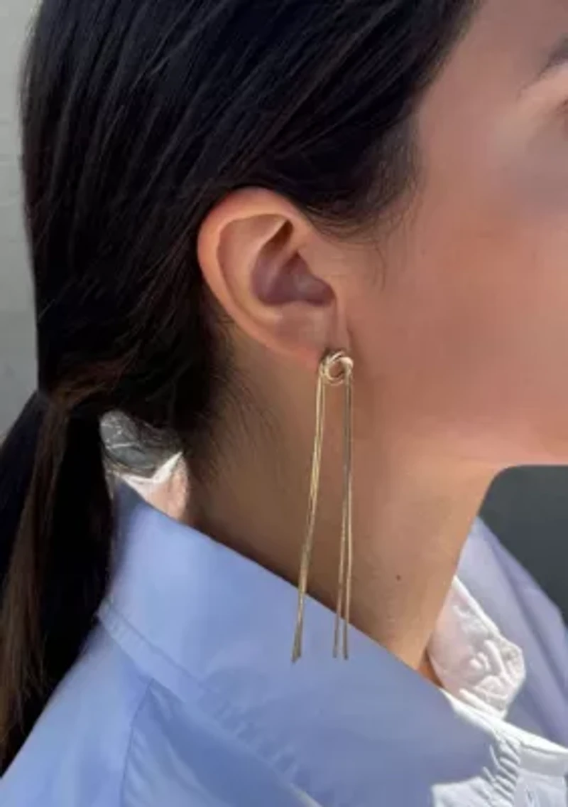 14k Gold Plated Slinky Rope Chain Sweeper Earrings