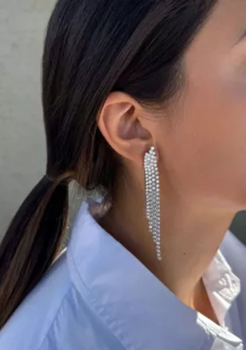 Silver Plated Crystal Cascade Sweeper Earrings