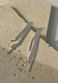 Silver Plated Crystal Cascade Sweeper Earrings