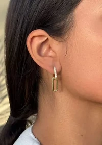 14K Gold Plated Crystal Single Link Drop Earrings