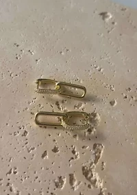 14K Gold Plated Crystal Single Link Drop Earrings