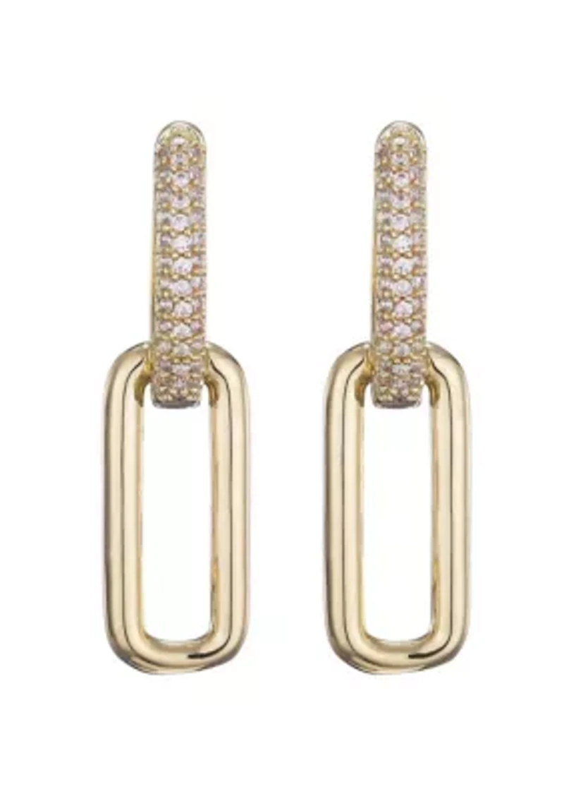 14K Gold Plated Crystal Single Link Drop Earrings
